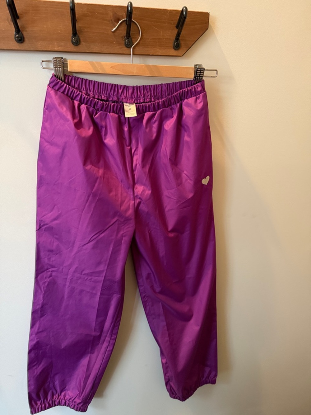 Oshkosh B’Gosh Purple Nylon Rain Pants with Heart Detail